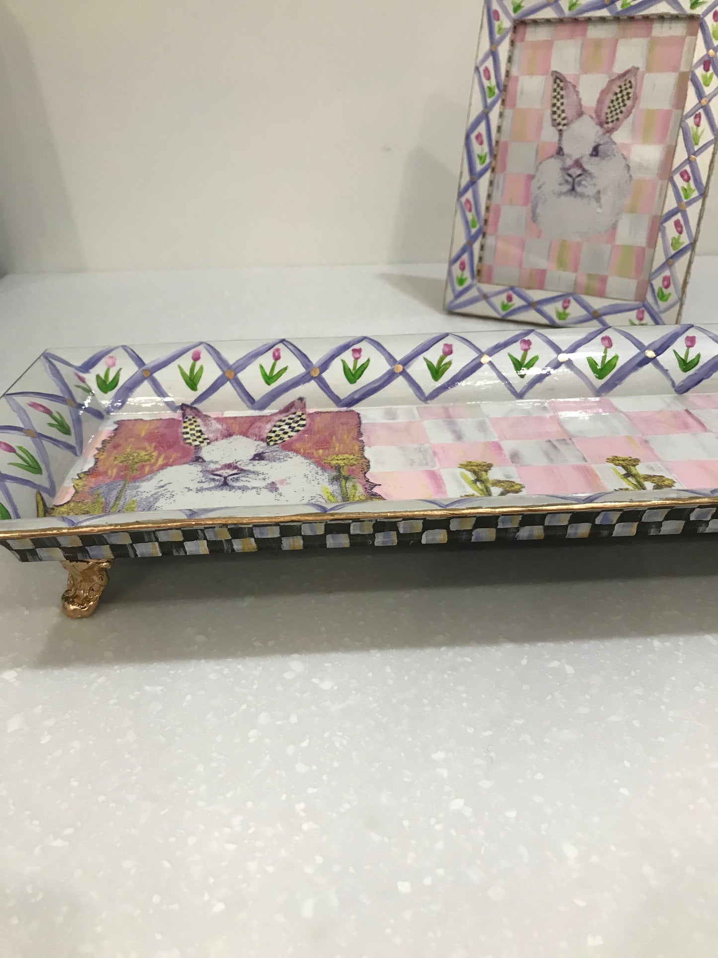 Bunny Clutter Catcher and framed Bunny