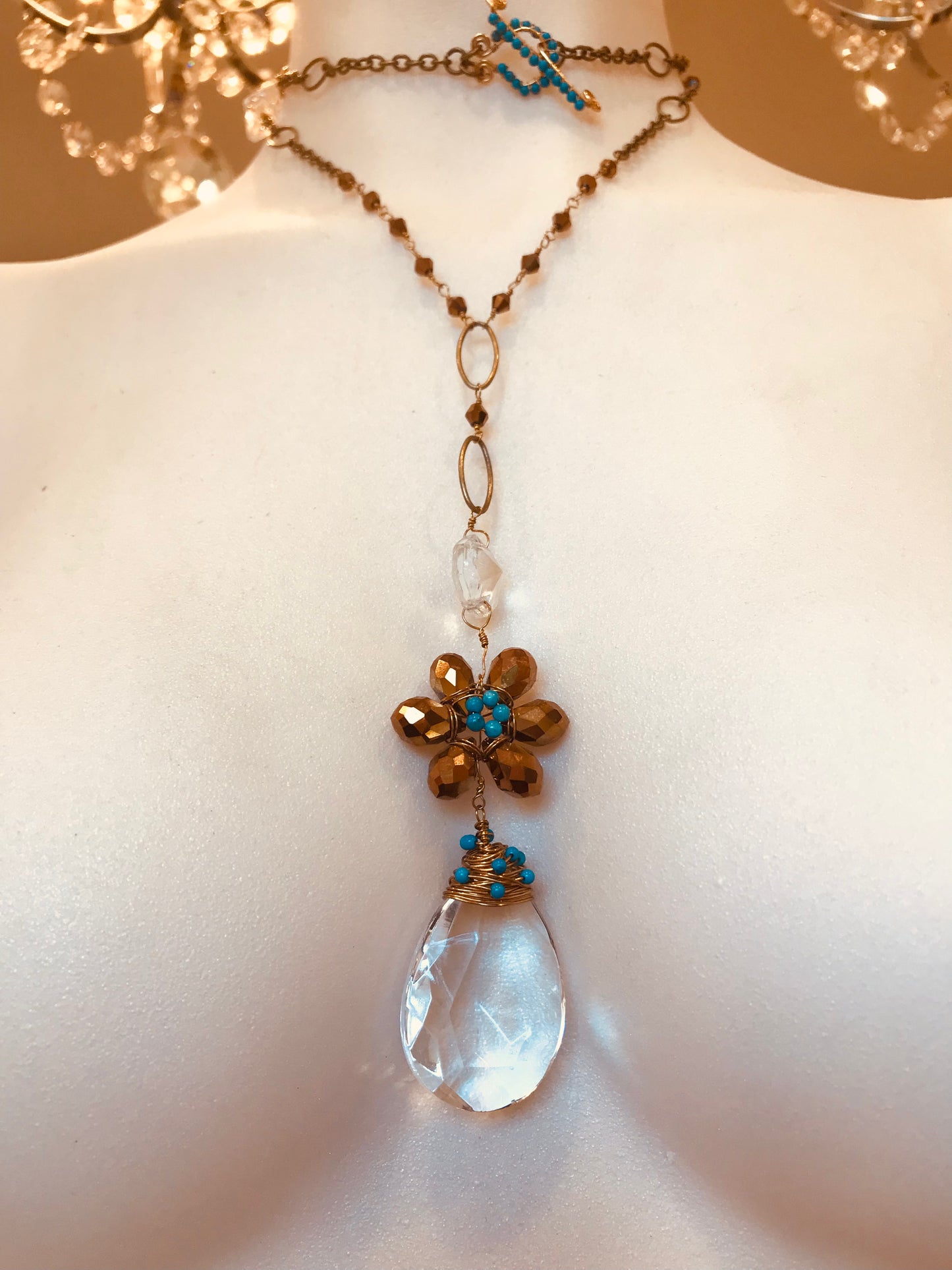 Crystal & Coper Daisy Necklace