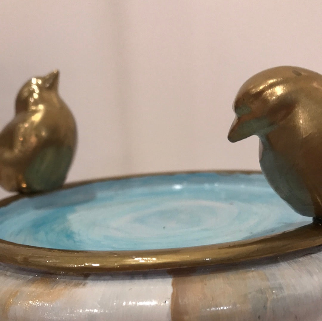 Golden bird candle holder