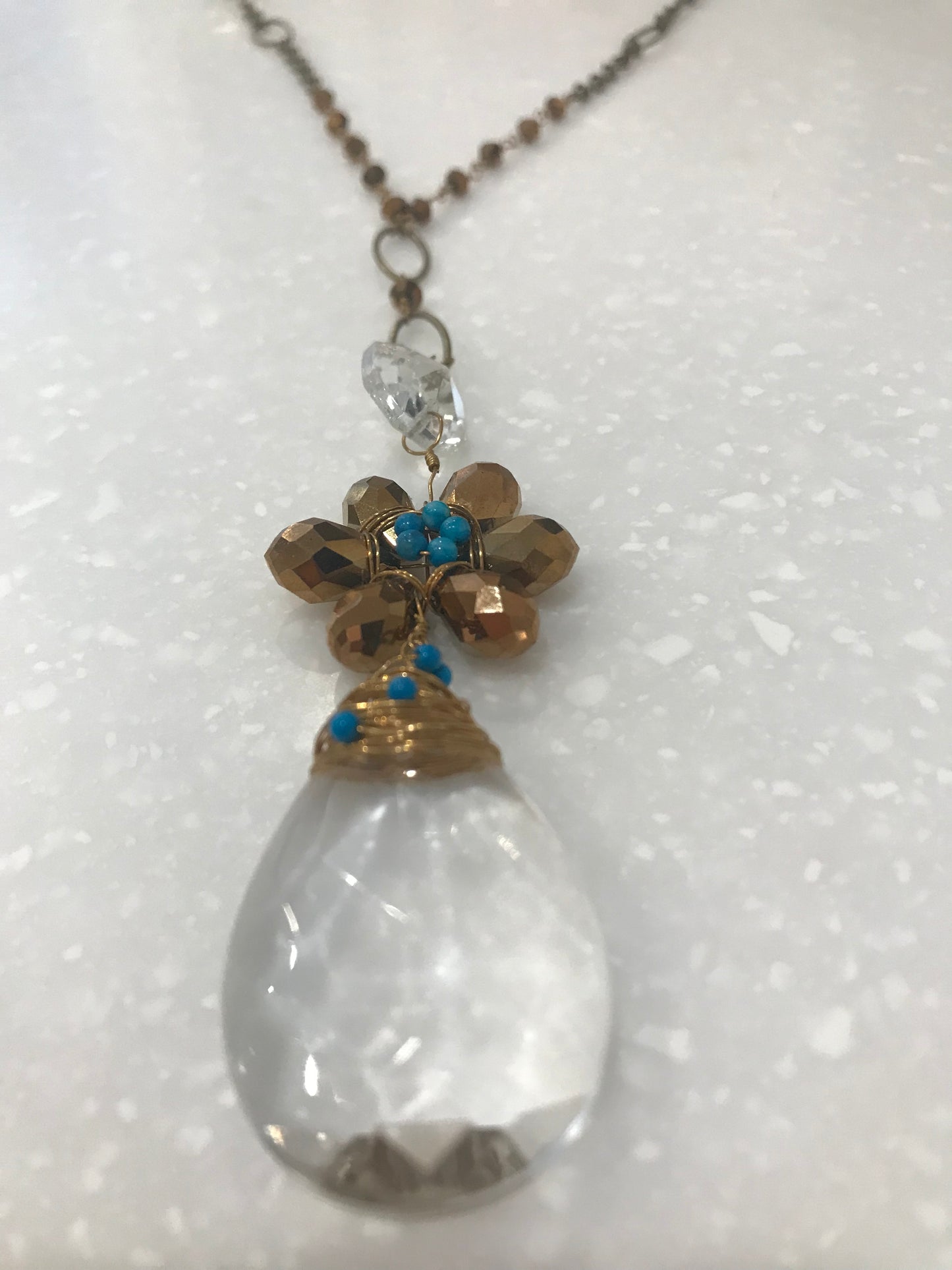 Crystal & Coper Daisy Necklace